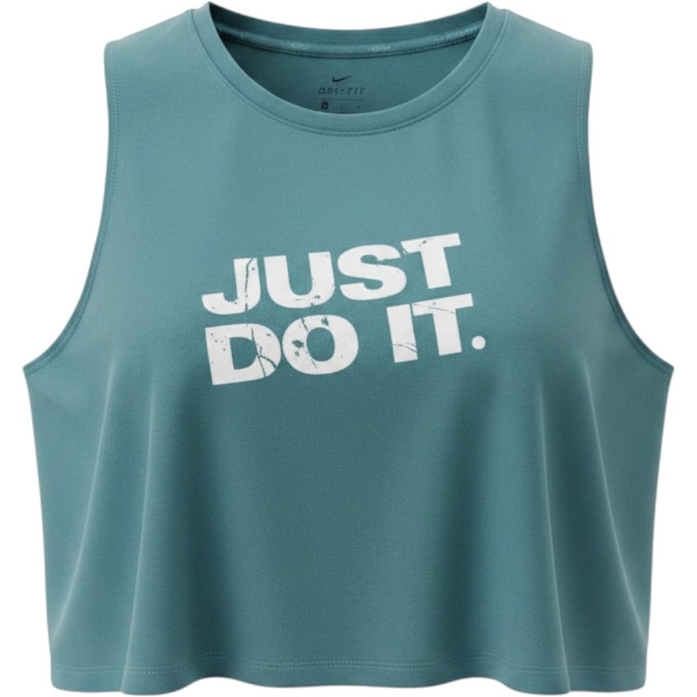 Nike Dri Fit Just Do It Wide Semi Cropped Tank Top Teal Size XL